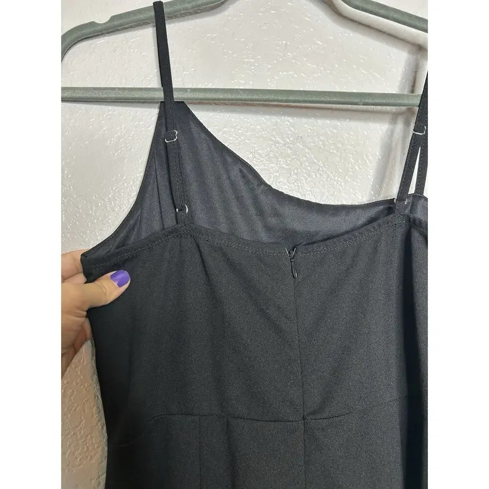 Lulus Shape the Night Black LBD Asymmetrical‎ Midi Dress Bodycon Sleeveless XL